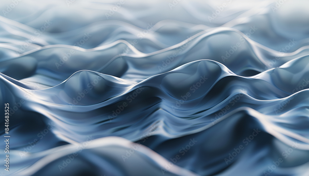Obraz premium surface detail rendering, smooth visual concept with smooth sea wave, Horizontal motion blur applied, water textured surface, light navy and black gradient, soft lighting