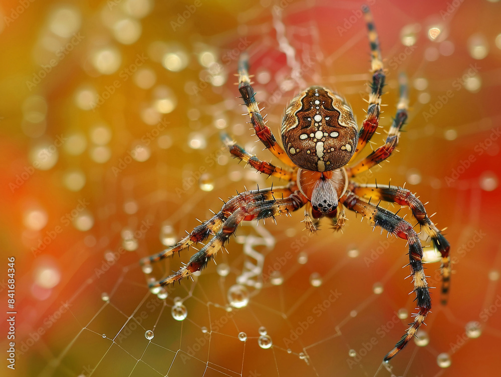 Spider repairing its web