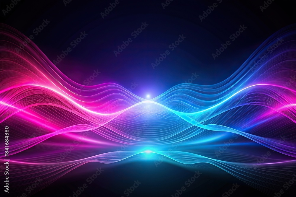 Psychedelic dark background with magenta and blue light waves , abstract, futuristic, dark, background, psychedelic, magenta, blue, light, waves, generative AI, technology, digital art