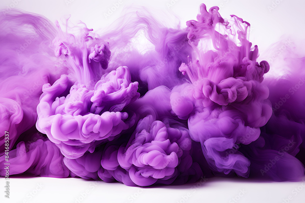 Explosion of light purple powder produced smoke on white background. Background Abstract Texture. Splashing paint is an art. Smoke spread throughout area. Realistic clipart template pattern. Explosion of light purple powder produced smoke on white background. Background Abstract Texture. Splashing paint is an art. Smoke spread throughout area. Realistic clipart template pattern.