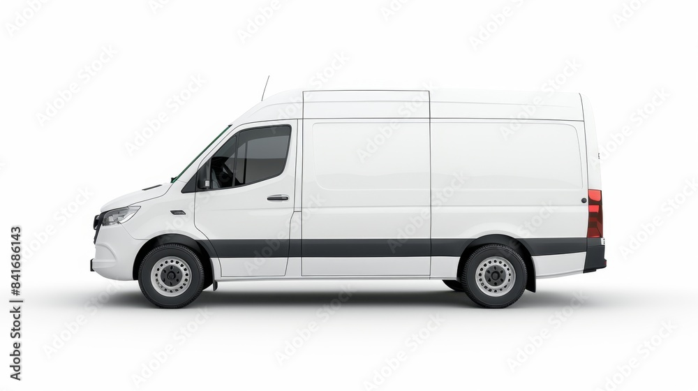 White Delivery Van on White Background, Generative AI White Delivery Van on White Background, Generative AI