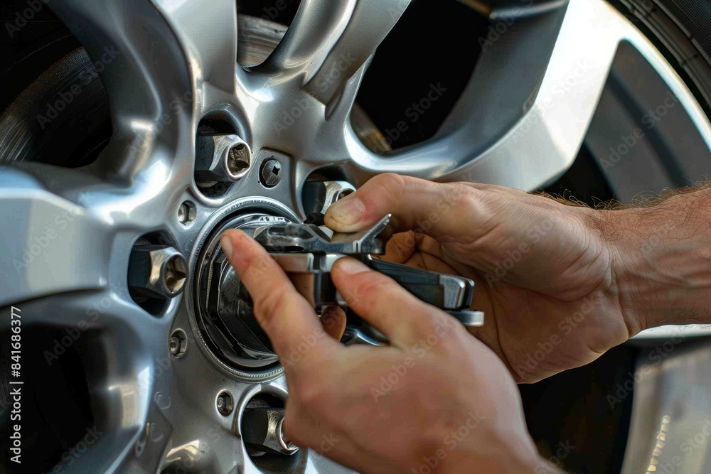 Mechanic Tightening Lug Nuts on New Tire for Optimal Vehicle Safety and Performance Mechanic Tightening Lug Nuts on New Tire for Optimal Vehicle Safety and Performance