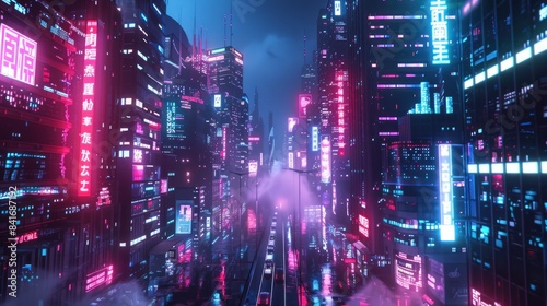 Futuristic city with metaverse and cyberpunk concept. generative AI image