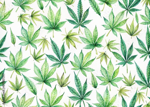Watercolor seamless marijuana leaves pattern texture print for home decor, cannabis, marijuana, leaves, seamless, watercolor, pattern, texture, digital, print, wall tile, decor, home © Sompong