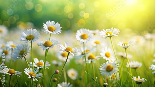 Small chamomile daises in a meadow , chamomile, daisies, flowers, small, nature, wild, blooming, meadow, white, petals, close-up, botanical, garden, plant, flora, herbal, sunny, field