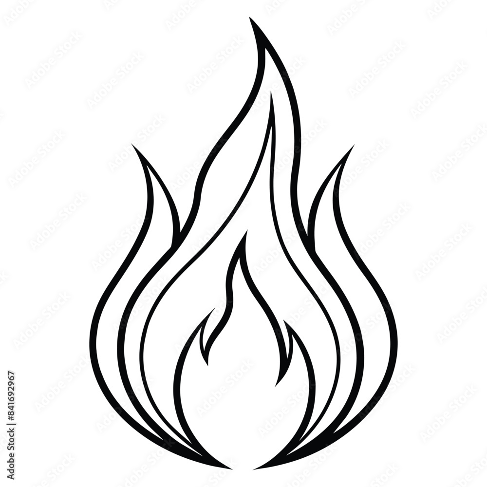 Simple Black Vector Outline of a Flame Icon Simple Black Vector Outline of a Flame Icon