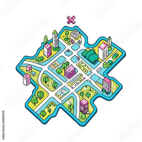 city map for a game, modern city, view from top, non axonometric view angle, non isometric, please don't, rotate by X, not by Z, or Y