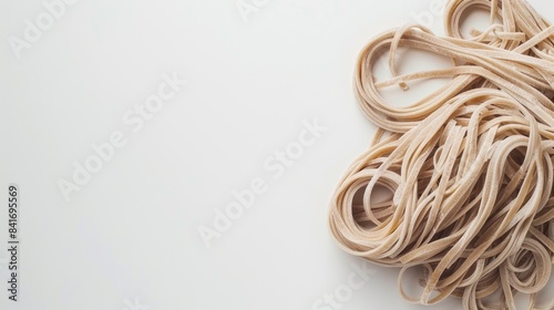 White background with buckwheat noodles