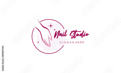 Nail beauty logo design vector