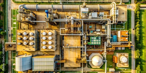 Prozesstechnik Anlage von oben - Daufsicht Industrie Brownfield