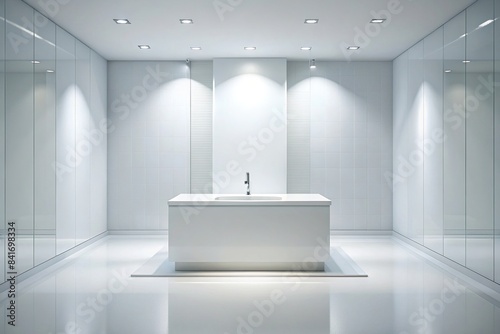 White glossy tiles bathroom or kitchen background with podium  white  glossy  tiles  bathroom  kitchen  background  podium  interior  design  modern  sleek  clean  luxury  contemporary  home