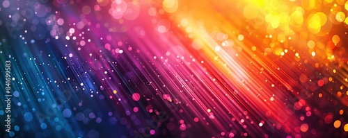colorful abstract background with bokeh lights and rays of light