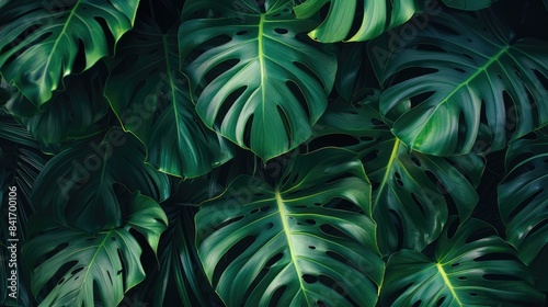 Tropical Monstera Philodendron Leaf in Summer