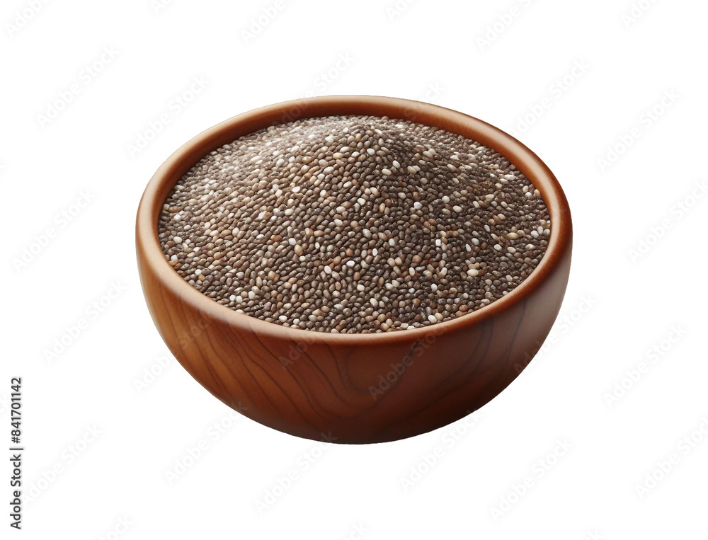 Chia seeds bowl isolated on transparent background Chia seeds bowl isolated on transparent background