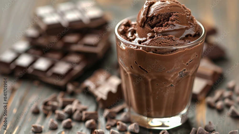 Chocolate Ice Cream Sundae With Chocolate Bar Pieces Chocolate Ice Cream Sundae With Chocolate Bar Pieces