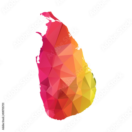 Abstract Polygon Map - Vector illustration Low Poly Color Rainbow Sri Lanka map of isolated. Vector Eps 10.