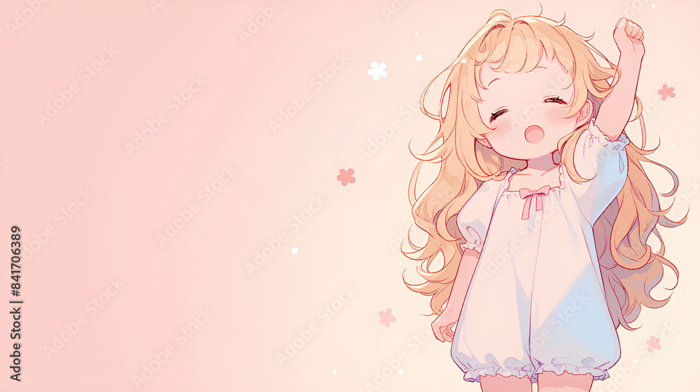 Chibi anime girl wakes up wearing cute nightgown Chibi anime girl wakes up wearing cute nightgown