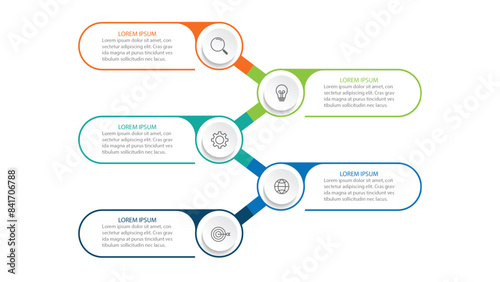 Vector abstract elements of graph infographic template with label, integrated circles. business concept with 5 options.