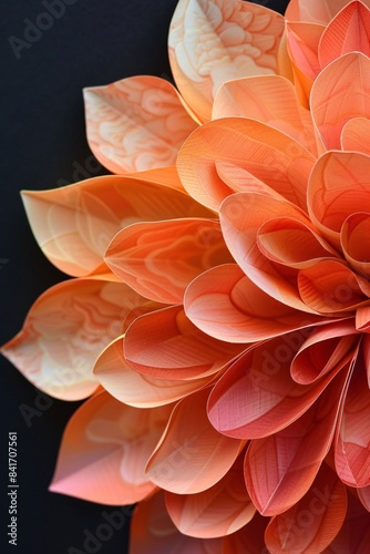 Stunning orange paper flower close-up highlighting intricate details and vivid colors