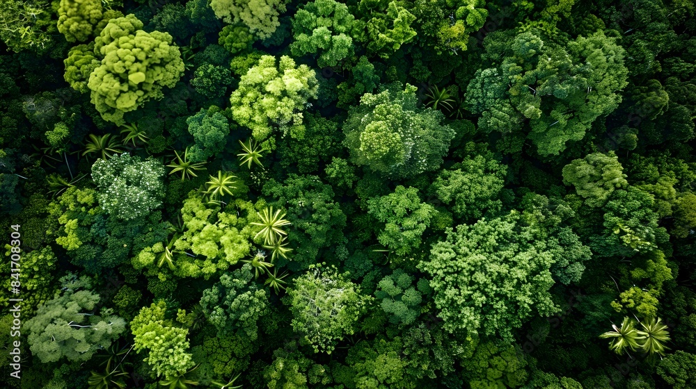 Lush Green Canopy of Thriving Rainforest Ecosystem Captured from Aerial Perspective Lush Green Canopy of Thriving Rainforest Ecosystem Captured from Aerial Perspective