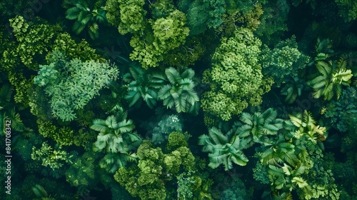 Verdant Rainforest Canopy Aerial View of Lush Thriving Ecosystem