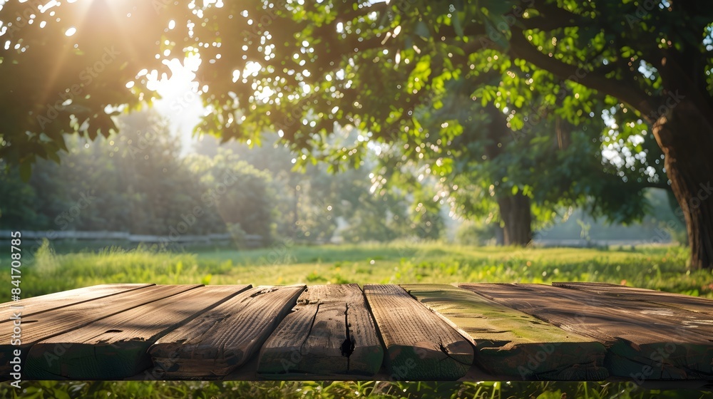 Wooden Table Podium for Nature Inspired Product Display in Tranquil Farm Setting Wooden Table Podium for Nature Inspired Product Display in Tranquil Farm Setting