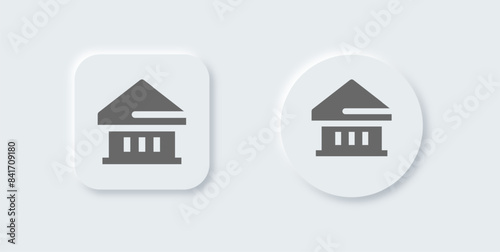 Bank solid icon in neomorphic design style. Finance signs vector illustration.