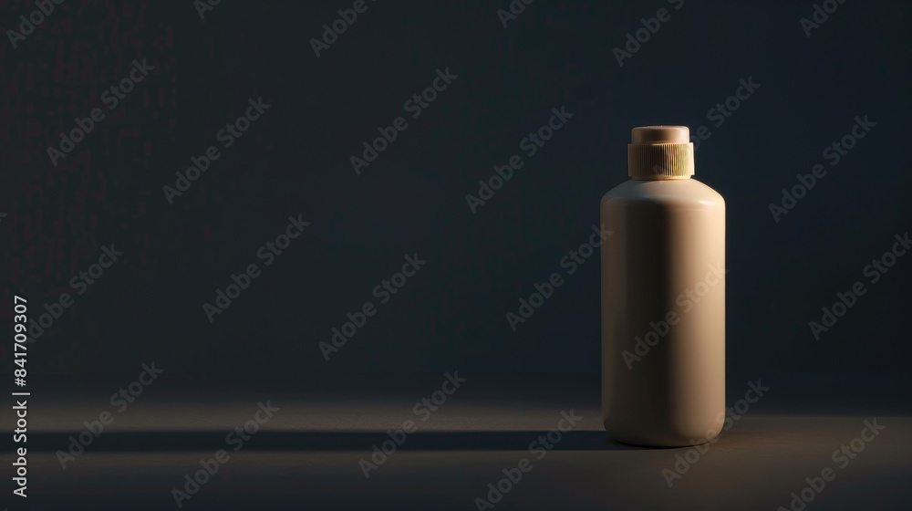 Experience beauty in contrast: Beige tonal cream bottle on a dark background, a visual representation of elegance and depth.