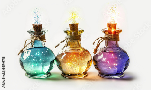 Colorful Vintage Crystal Bottles with Sparkling Magic