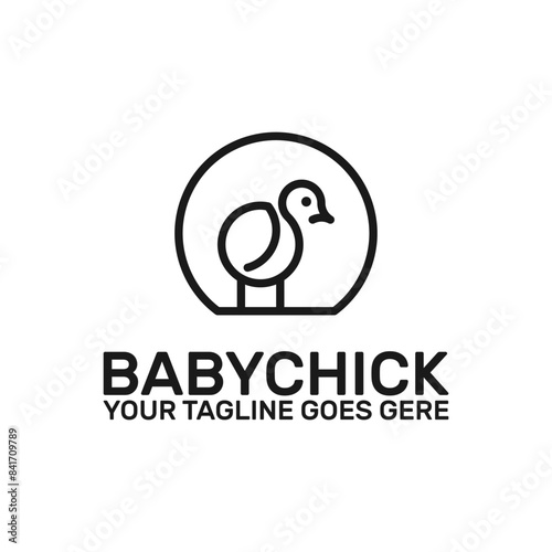 line art baby chicken in a circle, bird feed logo