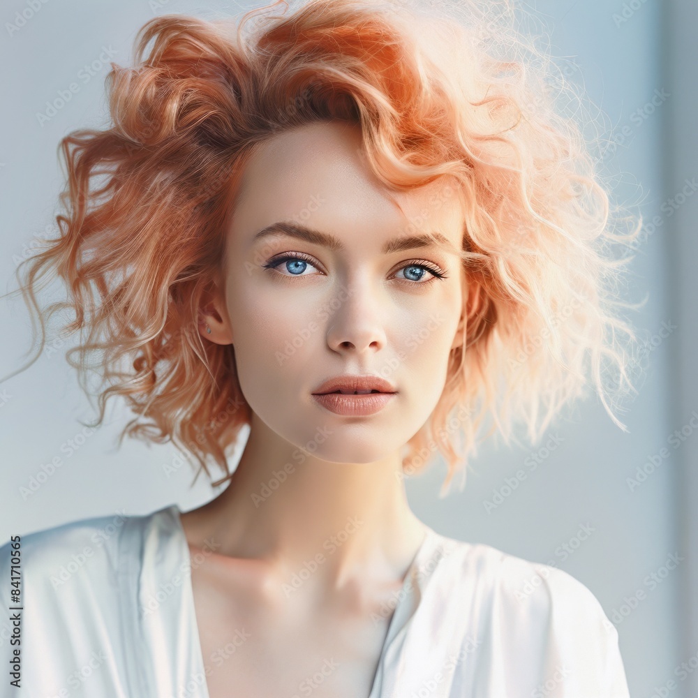 Fototapeta premium Portrait of woman with colored dyed hair