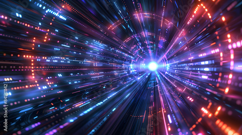 Wallpaper or background of digital data and flow of information, representing big technology or digital transformation concept, global cyber network connection