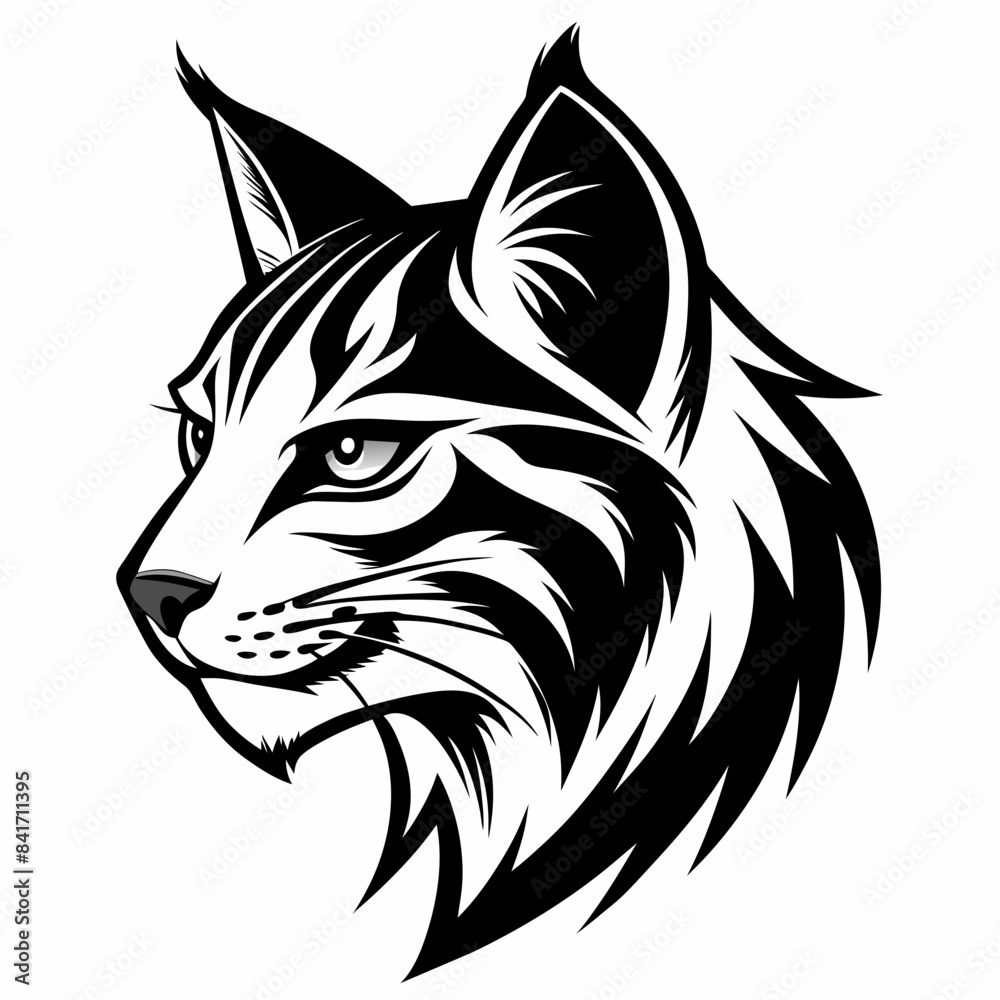 Obraz premium Bobcat head side view vector silhouette vector illustration 