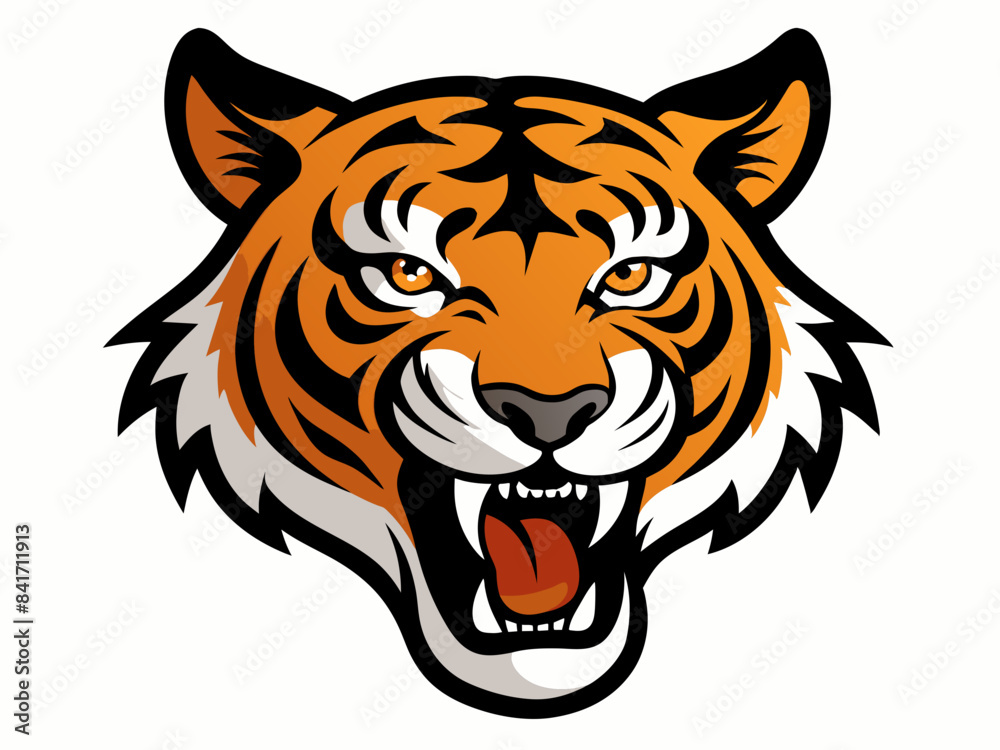 Tiger head with its jaw open vector illustration