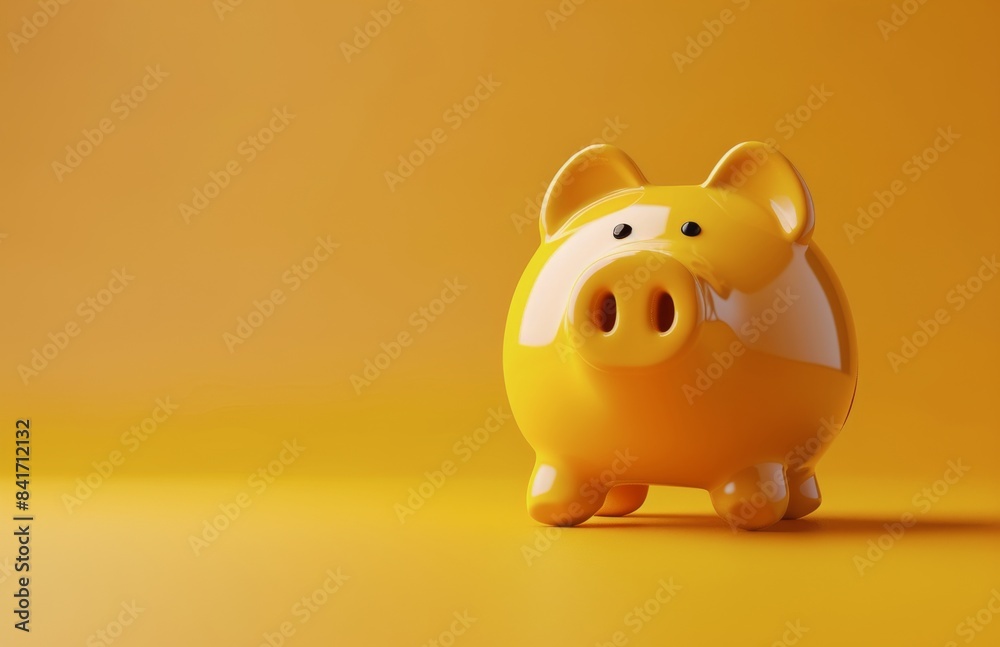 Yellow Piggy Bank On Yellow Background Yellow Piggy Bank On Yellow Background