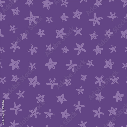 Purple seamless pattern with starfish