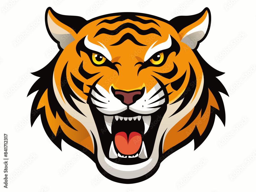 Tiger head with its jaw open vector illustration Tiger head with its jaw open vector illustration