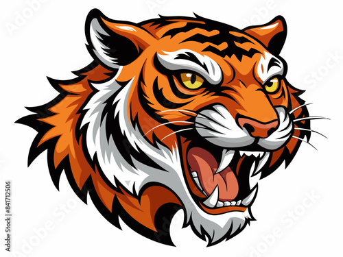 Wallpaper Mural Tiger head with its jaw open vector illustration Torontodigital.ca