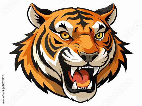 Tiger head with its jaw open vector illustration © Sumondesigner_42