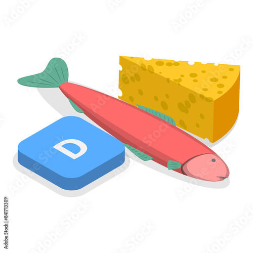 3D Isometric Flat Vector Illustration of Vitamins And Minerals, Healthy Food Supplements. Item 7