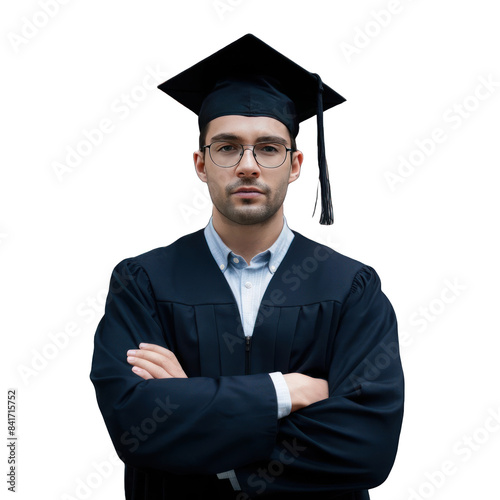 Confident Young Male Graduate in Cap and Gown - Academic Achievement, Education Milestone, Graduation Ceremony, University Success photo