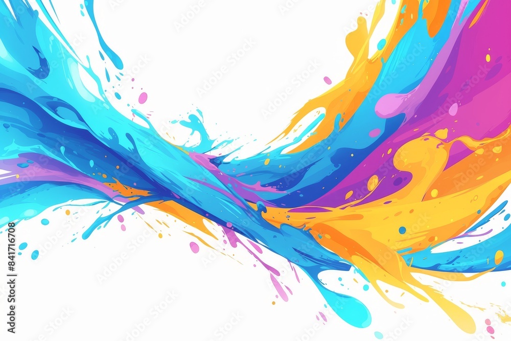 Fototapeta premium A vibrant burst of colors, reminiscent of India's Holi festival, transforms a white surface into a canvas of joy