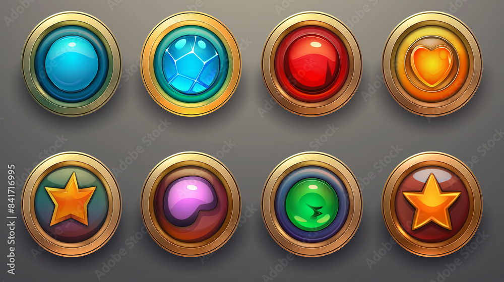 Asset of mobile game or slot game button on dark background, Illustration Asset of mobile game or slot game button on dark background, Illustration