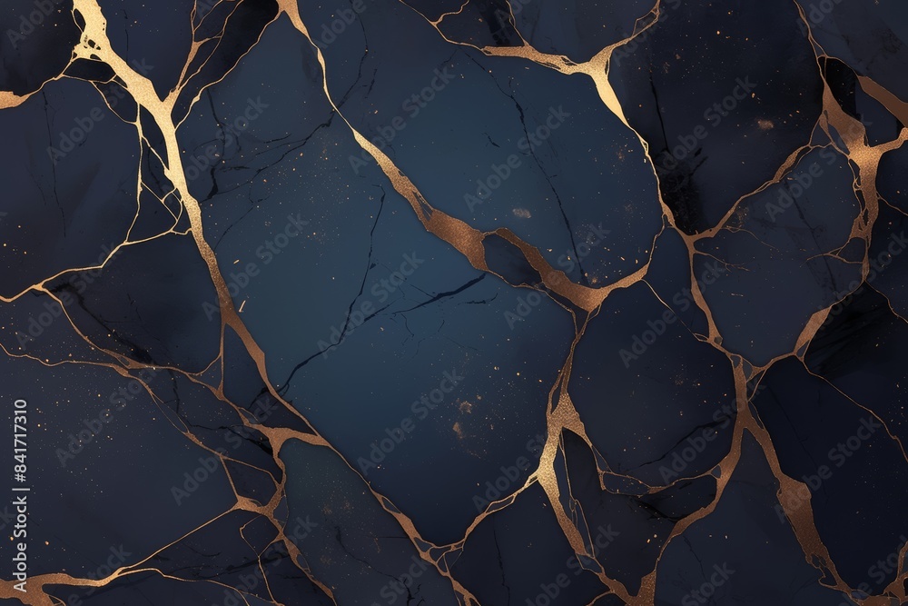 A luxurious dark blue and black marble, intricately veined with gold, and adorned with a crackled gold pattern, exuding an aura of mystery and opulence A luxurious dark blue and black marble, intricately veined with gold, and adorned with a crackled gold pattern, exuding an aura of mystery and opulence