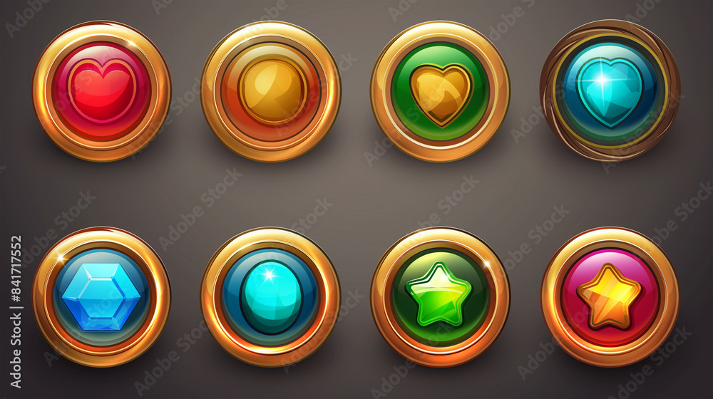 Asset of mobile game or slot game button on dark background, Illustration Asset of mobile game or slot game button on dark background, Illustration