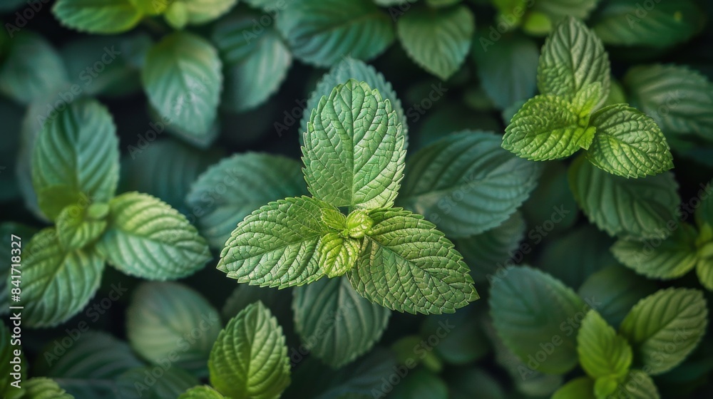 Close Up View of Fresh Green Mint Leaves in the Garden Close Up View of Fresh Green Mint Leaves in the Garden