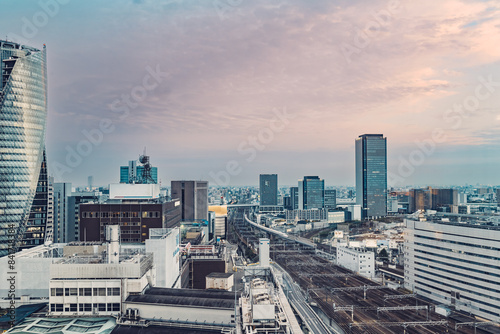 愛知県名古屋駅直上からの名古屋市中心部の風景