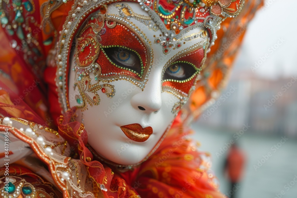 Venetian Carnival Mask and Costume Close-up Venetian Carnival Mask and Costume Close-up