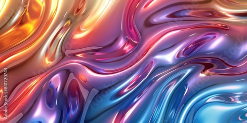 abstract rainbow liquid background with wavy patterns and shiny reflections