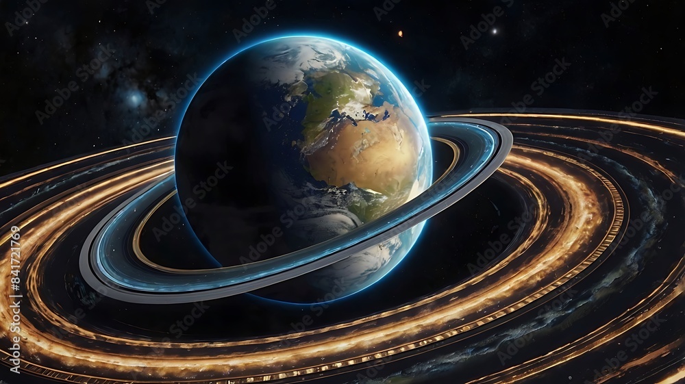 Earth revolving against a striking blue and black background. Earth revolving against a striking blue and black background.